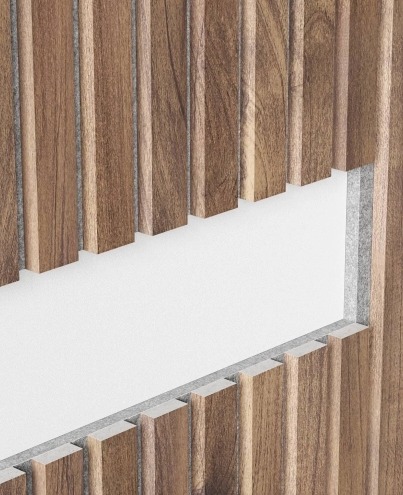 Акустическая панель, серый войлок, 2750х600х19мм, рейки МДФ дуб Старинный натуральный